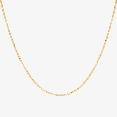 Womens 10K Gold Inch Box Chain Necklace