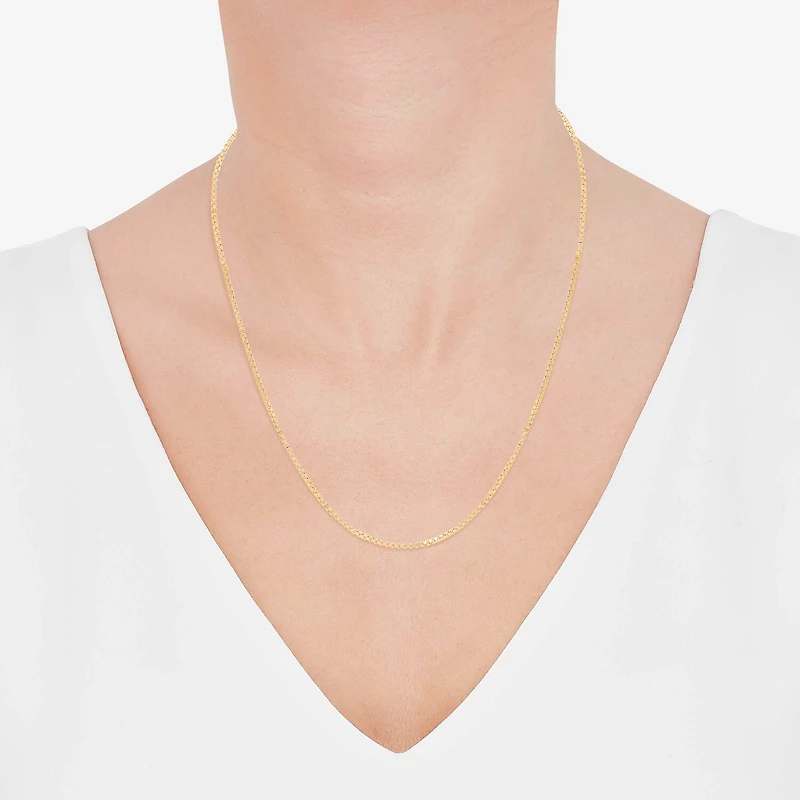 Womens 10K Gold Inch Box Chain Necklace
