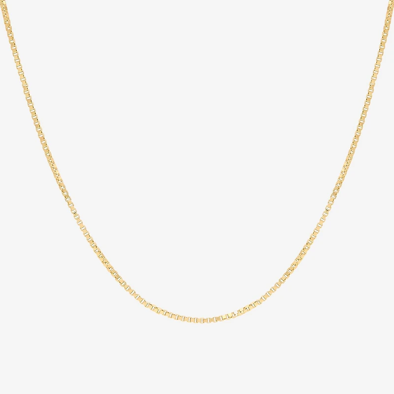 Womens 10K Gold 20 Inch Box Chain Necklace