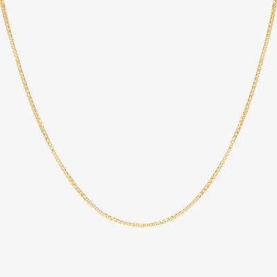 Womens 10K Gold 20 Inch Box Chain Necklace