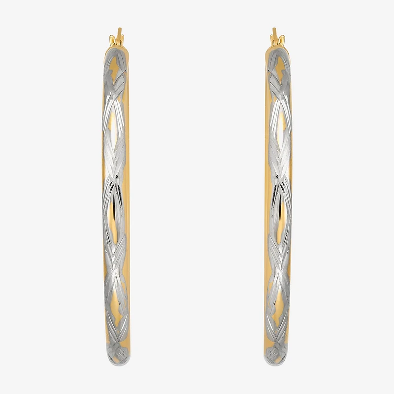 Bonded Brilliance Womens 14K Gold Bonded With Sterling Silver Hoop Earrings