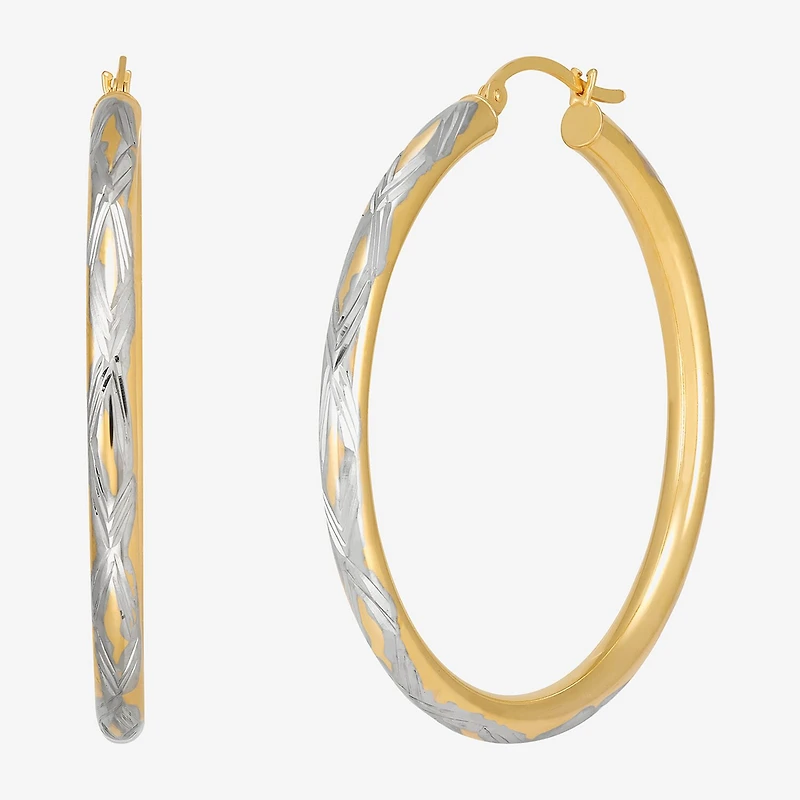 Bonded Brilliance Womens 14K Gold Bonded With Sterling Silver Hoop Earrings