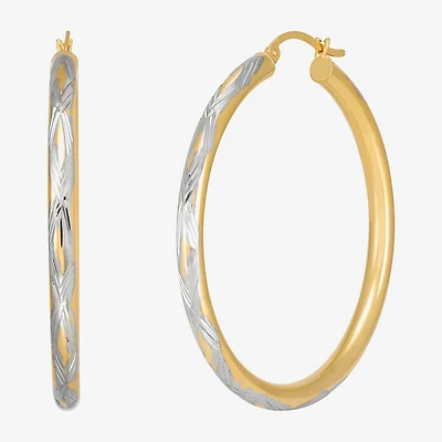 Bonded Brilliance Womens 14K Gold Bonded With Sterling Silver Hoop Earrings