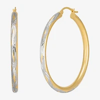 Bonded Brilliance Womens 14K Gold Bonded With Sterling Silver Hoop Earrings
