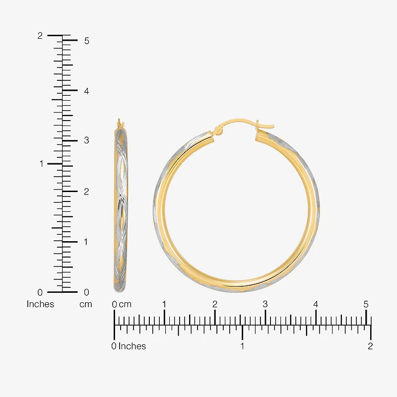 Bonded Brilliance Womens 14K Gold Bonded With Sterling Silver Hoop Earrings
