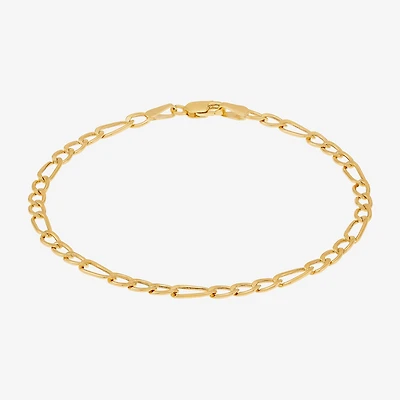 Bonded Brilliance Womens 14K Gold Bonded With Sterling Silver 7.5 Inch Solid Figaro Chain Bracelet