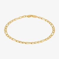 Bonded Brilliance Womens 14K Gold Bonded With Sterling Silver 7.5 Inch Solid Figaro Chain Bracelet