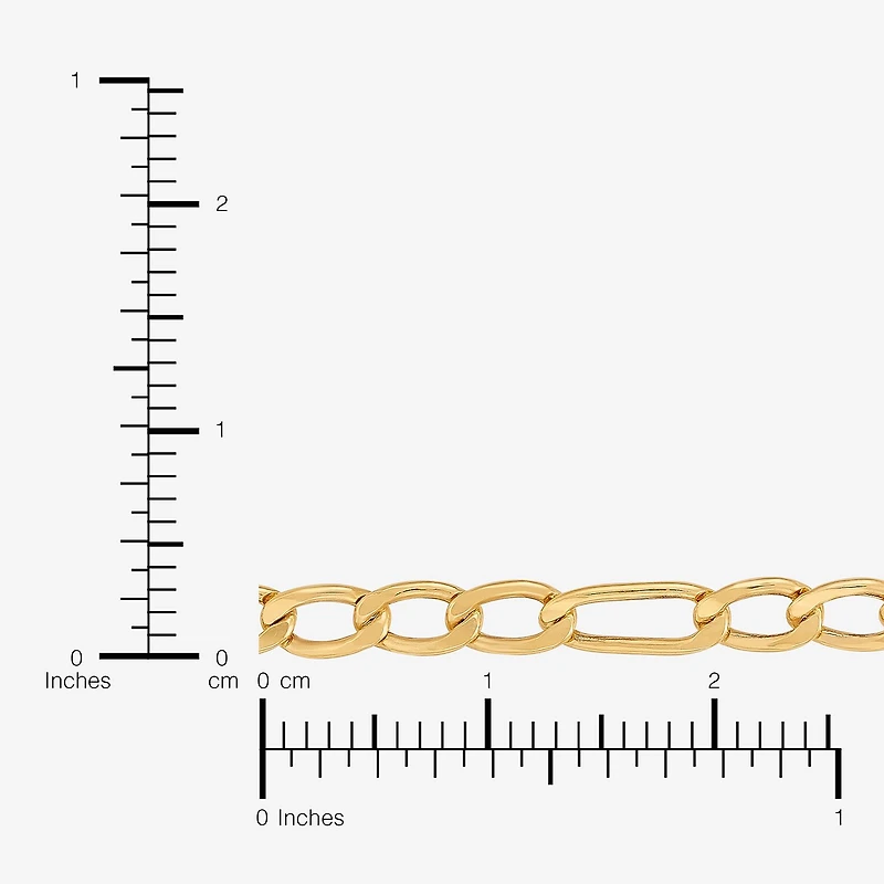 Bonded Brilliance Womens 14K Gold Bonded With Sterling Silver 7.5 Inch Solid Figaro Chain Bracelet