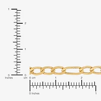 Bonded Brilliance Womens 14K Gold Bonded With Sterling Silver 7.5 Inch Solid Figaro Chain Bracelet