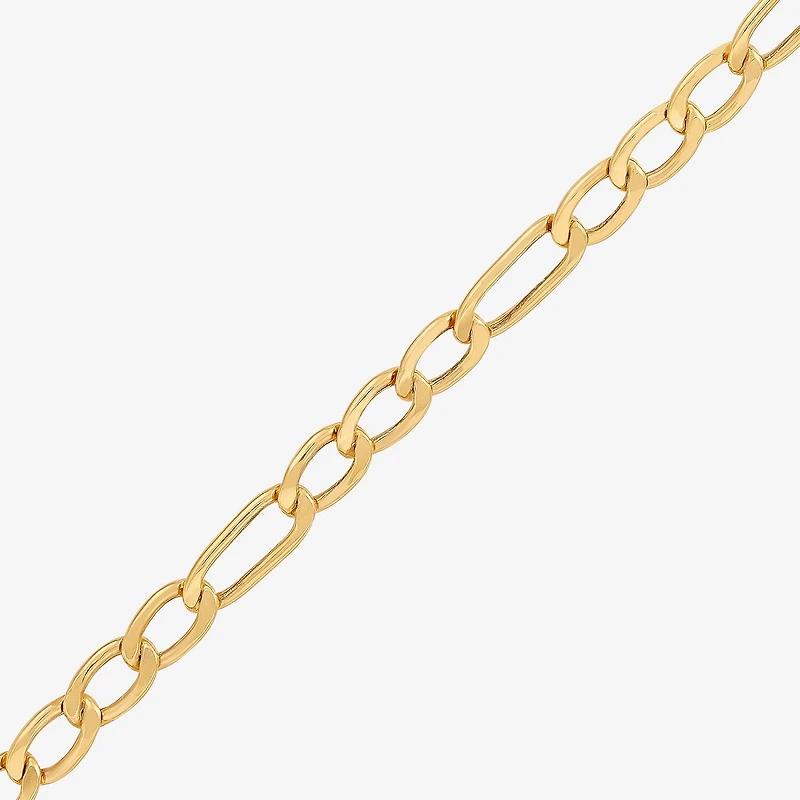 Bonded Brilliance Womens 14K Gold Bonded With Sterling Silver 7.5 Inch Solid Figaro Chain Bracelet