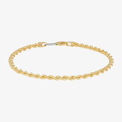 Bonded Brilliance Womens 14K Gold Bonded With Sterling Silver 7.5 Inch Solid Rope Chain Bracelet