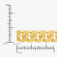 Mens 24K Gold Over Silver 8 1/2 Inch Solid Curb Chain Bracelet