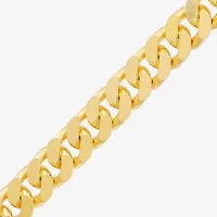 Mens 24K Gold Over Silver 8 1/2 Inch Solid Curb Chain Bracelet