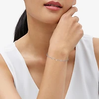 Made in Italy Womens Sterling Silver 7.5 Inch Solid Link Chain Bracelet