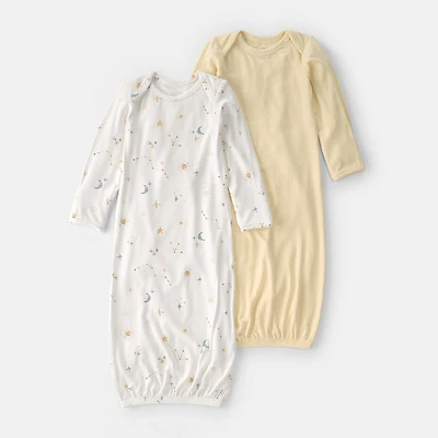 Carter's Purelysoft Baby Girls Round Neck Long Sleeve 2-pc. Nightgown