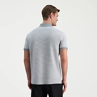 Haggar Rib Knit Zip Front Mens Regular Fit Short Sleeve Polo Shirt