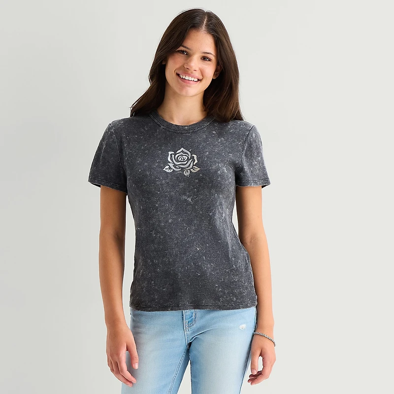 Womens Crew Neck Short Sleeve Regular Fit Graphic T-Shirt