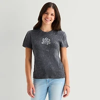 Womens Crew Neck Short Sleeve Regular Fit Graphic T-Shirt