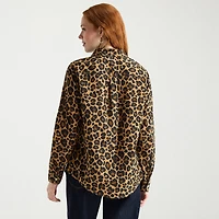 St. John's Bay Womens Tall Cuffed Long Sleeve Regular Fit Button-Down Shirt