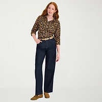 St. John's Bay Womens Tall Cuffed Long Sleeve Regular Fit Button-Down Shirt