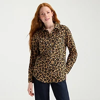 St. John's Bay Womens Tall Cuffed Long Sleeve Regular Fit Button-Down Shirt