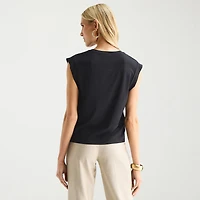 Worthington Womens Crew Neck Sleeveless Blouse