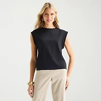 Worthington Womens Crew Neck Sleeveless Blouse