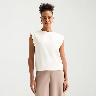Worthington Womens Crew Neck Sleeveless Blouse