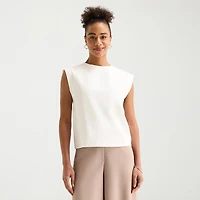 Worthington Womens Crew Neck Sleeveless Blouse