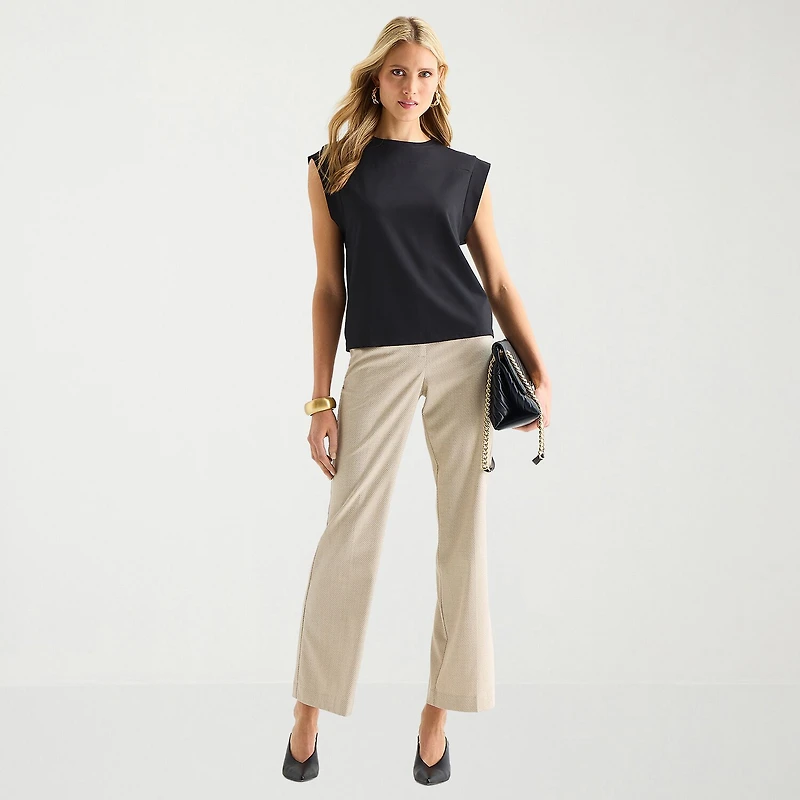 Worthington Womens Crew Neck Sleeveless Blouse