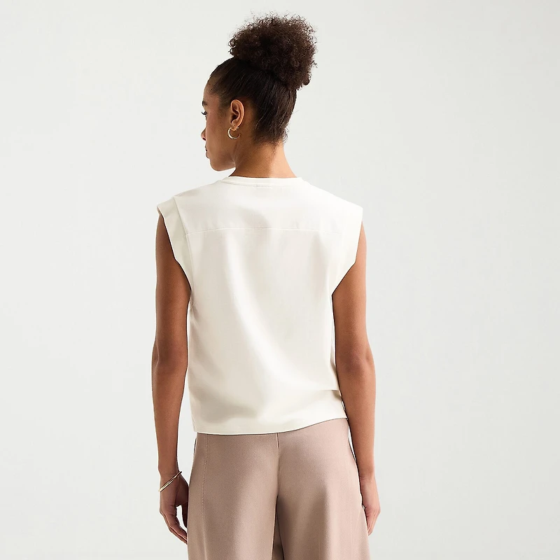 Worthington Womens Crew Neck Sleeveless Blouse