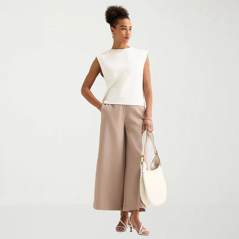Worthington Womens Crew Neck Sleeveless Blouse
