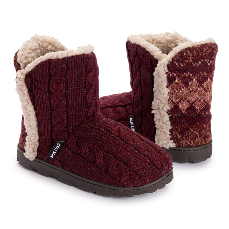 Muk Luks Ml F 26 Ds Slippers Womens Memory Foam Slip Resistant Bootie