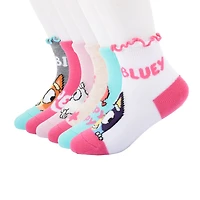 Toddler Girls 6 Pair Toddler Bluey Quarter Ankle Socks