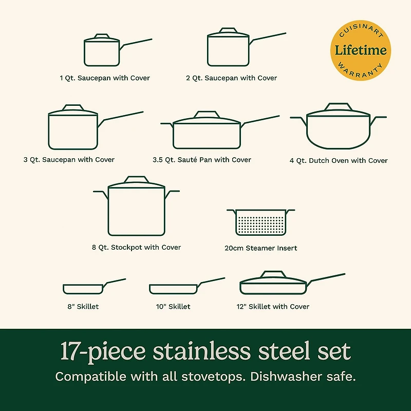Cuisinart Chef'S Stainless Steel 17-pc. Cookware Set