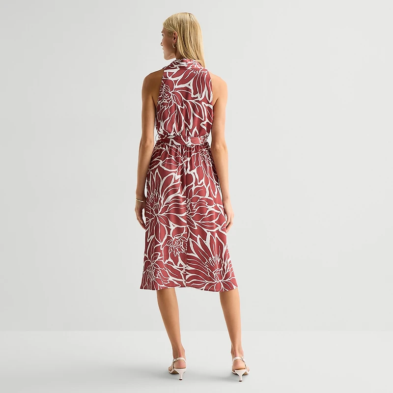 Studio 1 Womens Sleeveless Floral Wrap Dress
