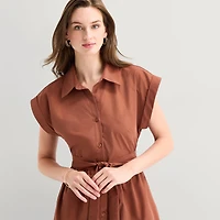 Studio 1 Womens Short Sleeve Shirt Dress
