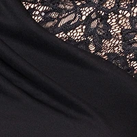 DJ Jaz Womens Round Neck Short Sleeve Lace Evening Gown