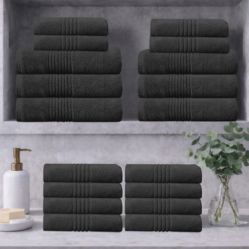 Home Weavers Inc Hazel Collection 100% Cotton Zero Twist Super Absorbent -pc. Quick Dry Bath Towel Set