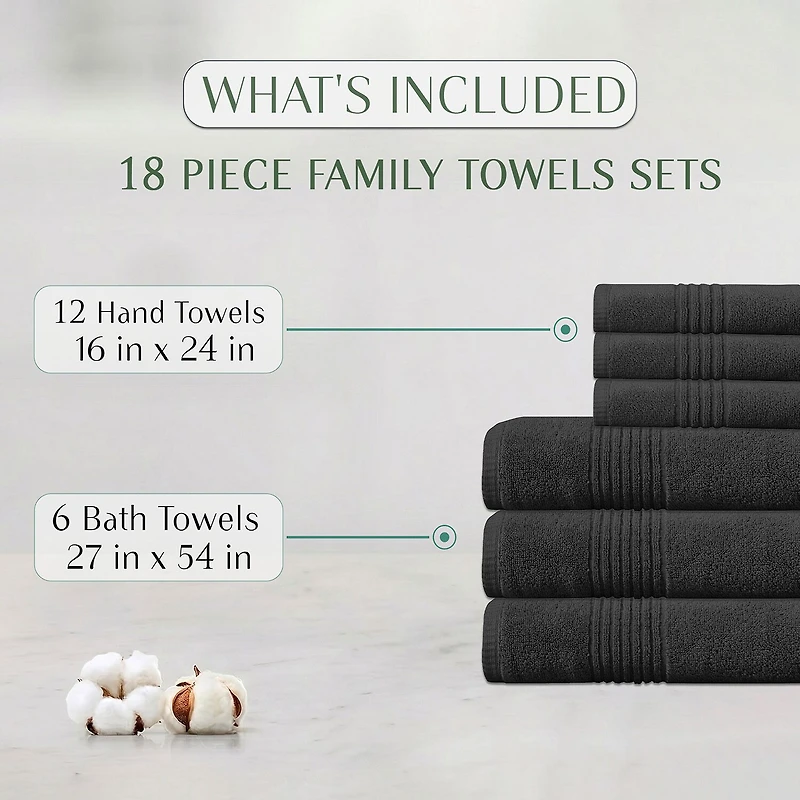 Home Weavers Inc Hazel Collection 100% Cotton Zero Twist Super Absorbent -pc. Quick Dry Bath Towel Set