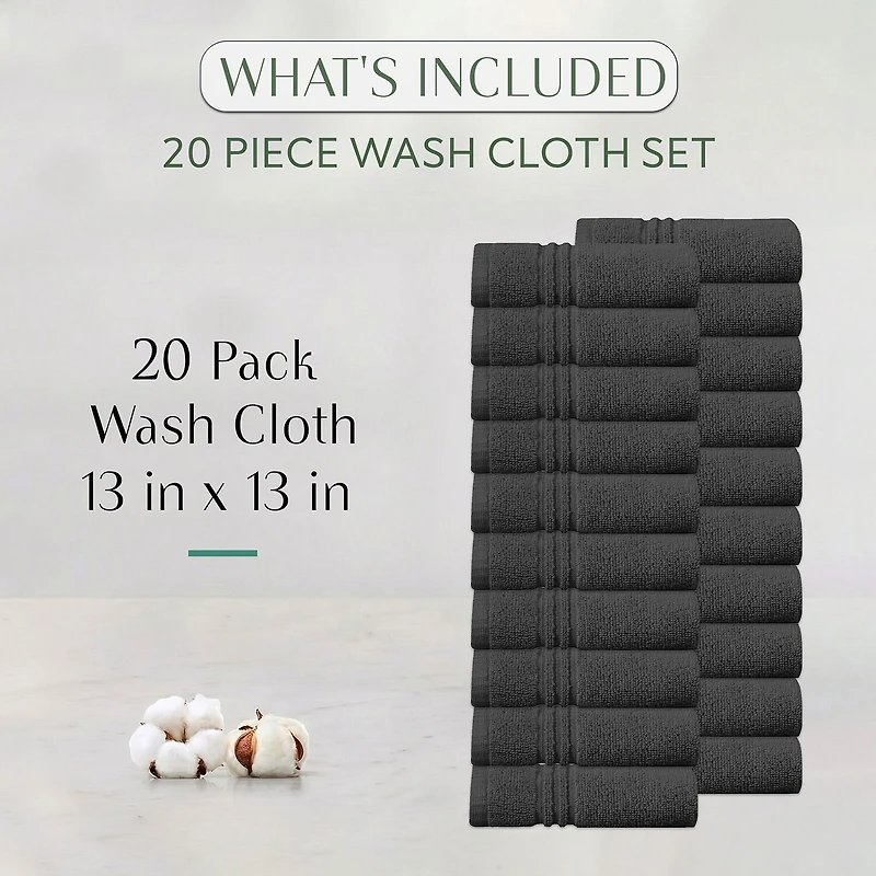 Home Weavers Inc Hazel Collection 100% Cotton Zero Twist -pc. Quick Dry Bath Towel Set