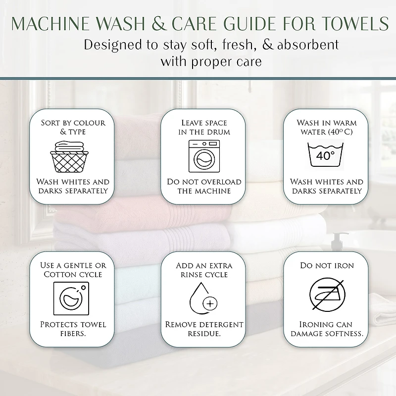 Home Weavers Inc Hazel Collection 100% Cotton Zero Twist -pc. Quick Dry Bath Towel Set