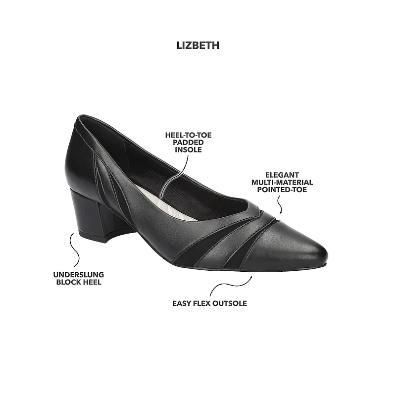 Easy Street Lizbeth Womens Pointed Closed Toe Block Heel Pumps