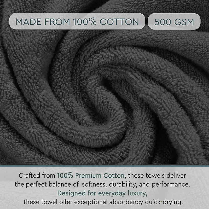 Home Weavers Inc Hazel Collection 100% Cotton Zero Twist -pc. Quick Dry Bath Towel Set