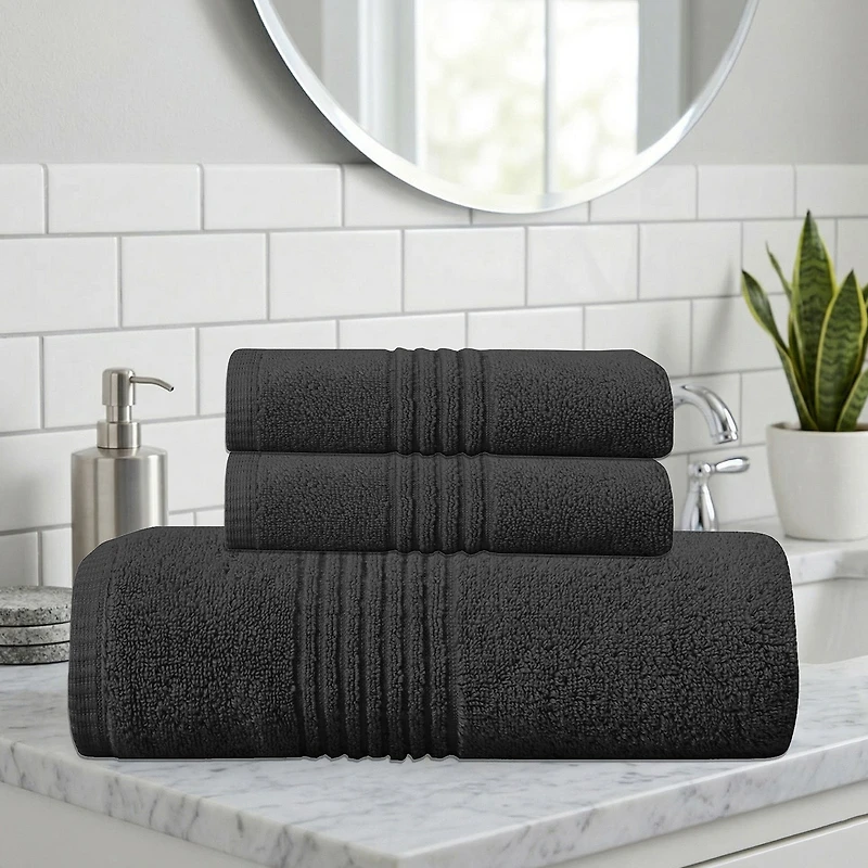 Home Weavers Inc Hazel Collection 100% Cotton Zero Twist Super Absorbent -pc. Quick Dry Bath Towel Set