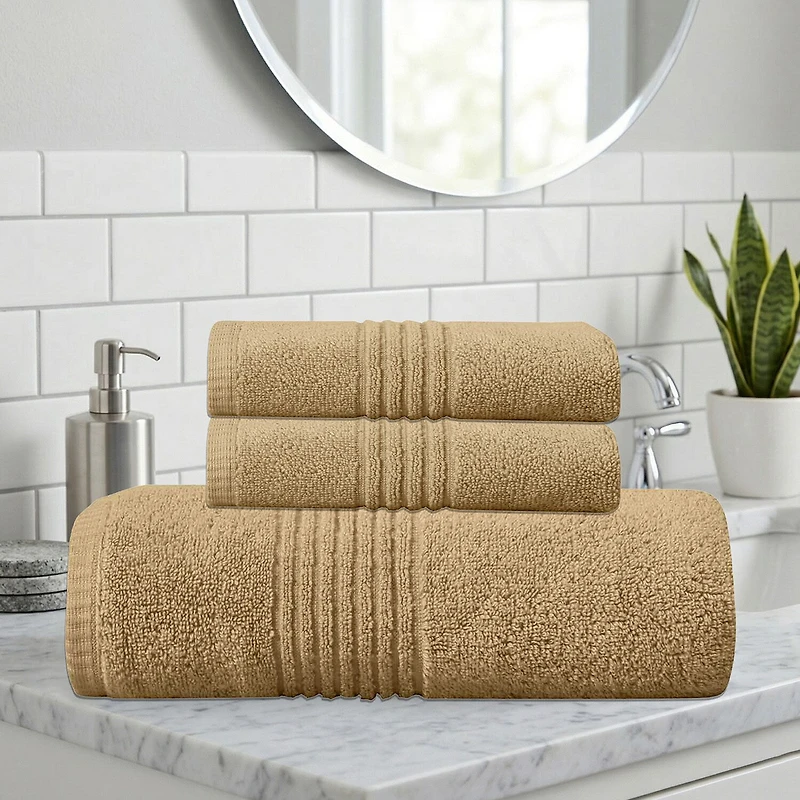 Home Weavers Inc Hazel Collection 100% Cotton Zero Twist Super Absorbent -pc. Quick Dry Bath Towel Set