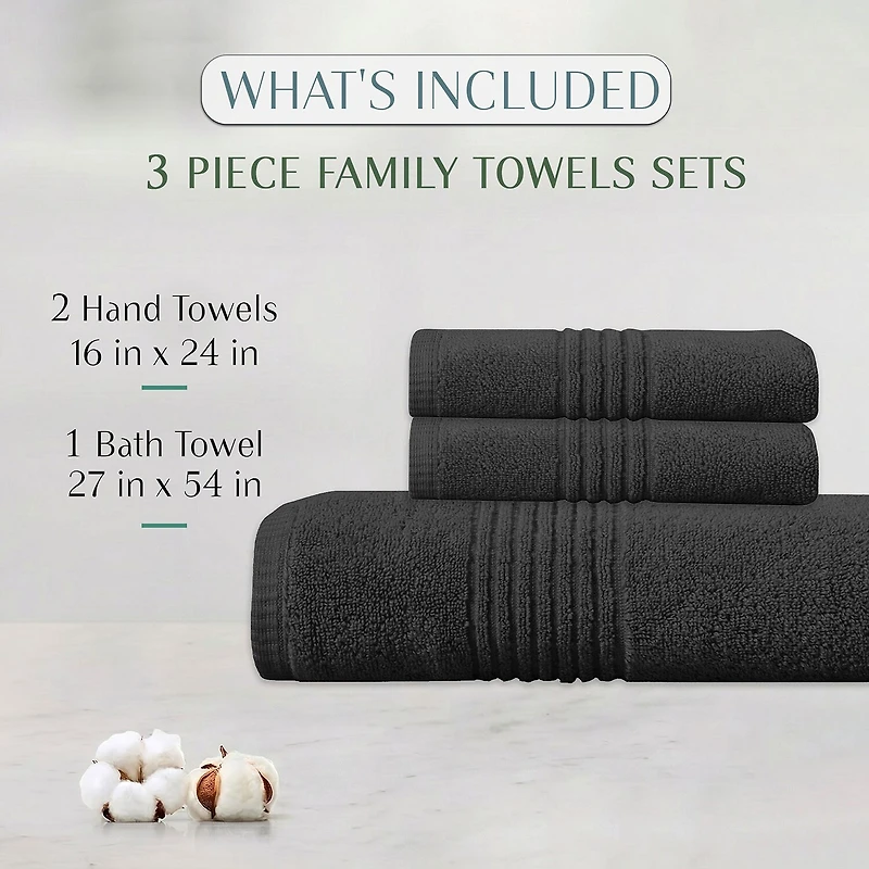 Home Weavers Inc Hazel Collection 100% Cotton Zero Twist Super Absorbent -pc. Quick Dry Bath Towel Set