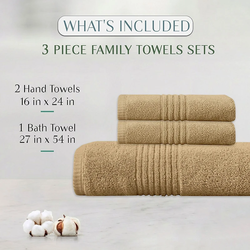 Home Weavers Inc Hazel Collection 100% Cotton Zero Twist Super Absorbent -pc. Quick Dry Bath Towel Set