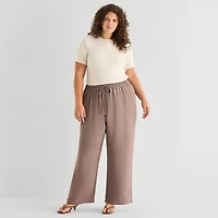 a.n.a Plus Womens Crew Neck Short Sleeve Pullover Sweater