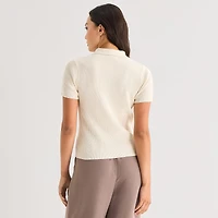 a.n.a Womens Short Sleeve Polo Sweater